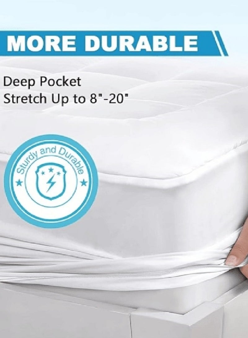 Asraar Luxury Sleep Collection 5-Piece Set – Includes 2 Prime Pillows 75 x 50cm for Comfort, 1 Plush Mattress Topper 200 x 200cm for Superior Support, and 2 Durable Pillow Protectors 75 x 50cm for Long-Lasting Freshness – Premium Quality Bedding Essentials  - Image 5