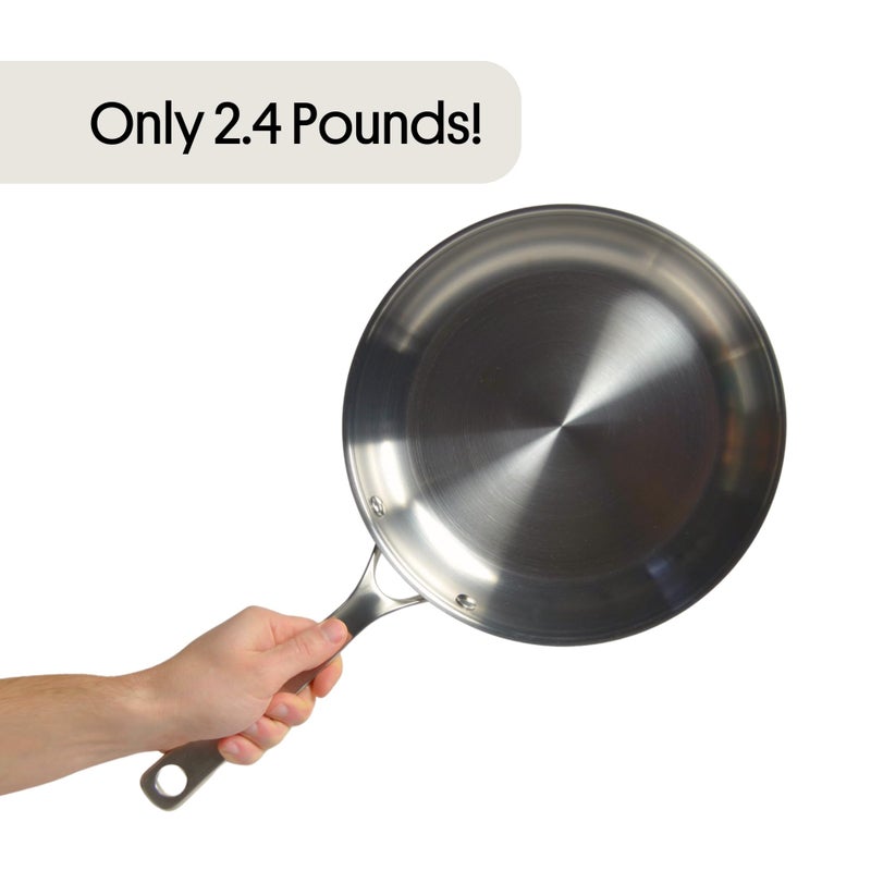 STRATA Carbon Steel Clad 10.5" Frying Pan Skillet, 3-Ply Carbon Steel Cookware with Aluminum Core, Lightweight (2.4 lbs), Even Heating, Stick-Resistant When Seasoned, Versatile & Fast-Heating - Image 2