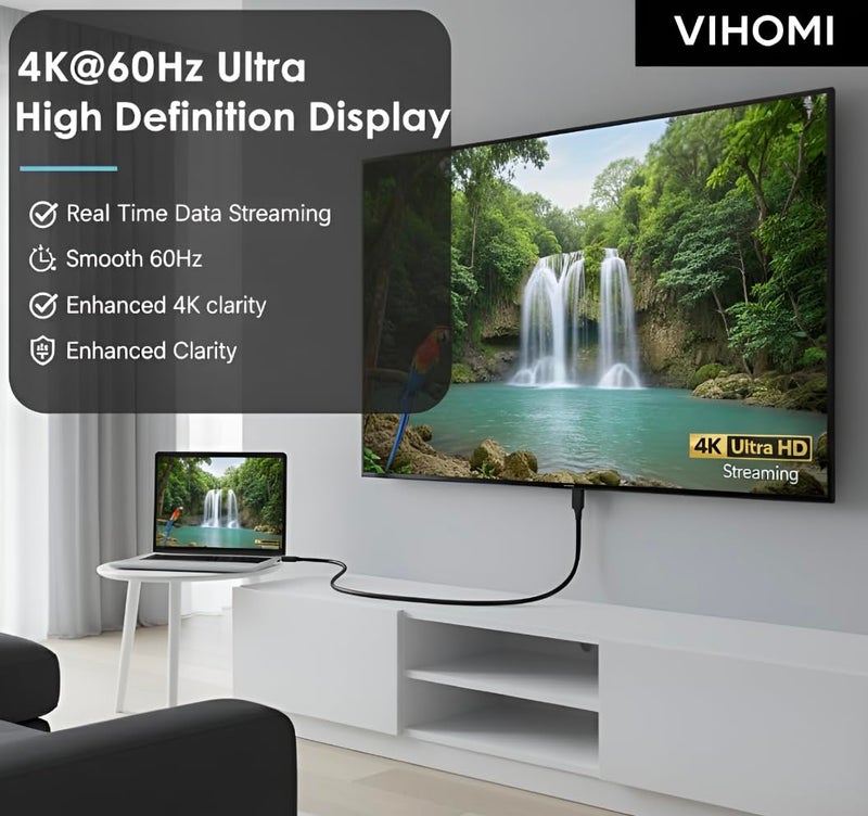 VIHOMI High Speed 5m 4K Ultra HD HDMI Cable Gold Plated – Audio Video Cord for TV, Laptop, Projector, PS5, Set Top Box – UHD Quality for Crystal Clear Picture, Sound & Long Life - Image 2