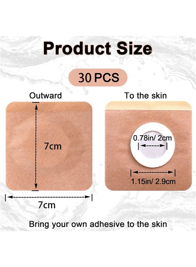 HaLunhi 30 Pcs Disposable Castor Oil Pack Wrap, Highly Absorbent Belly Button Patches, Self-Adhesive Castor Oil Patches, Organic Cotton Wraps Pack Covers（7*7cm）  - Image 2
