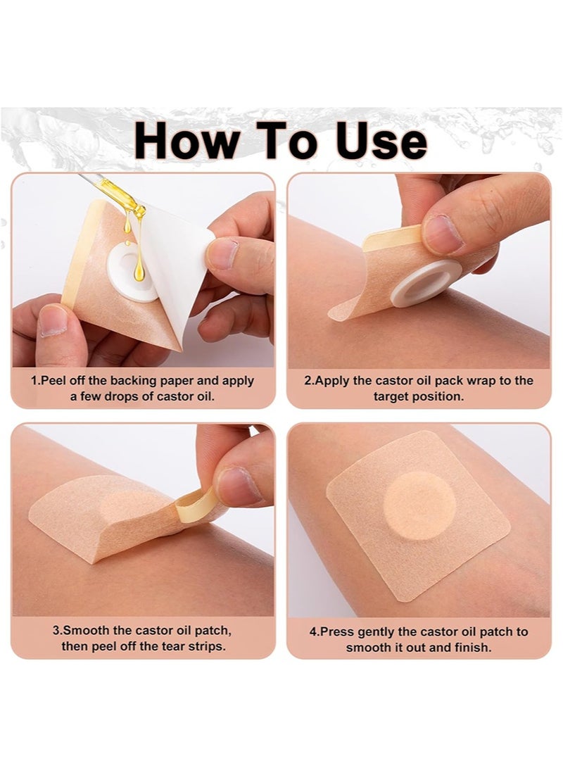 HaLunhi 30 Pcs Disposable Castor Oil Pack Wrap, Highly Absorbent Belly Button Patches, Self-Adhesive Castor Oil Patches, Organic Cotton Wraps Pack Covers（7*7cm）  - Image 4