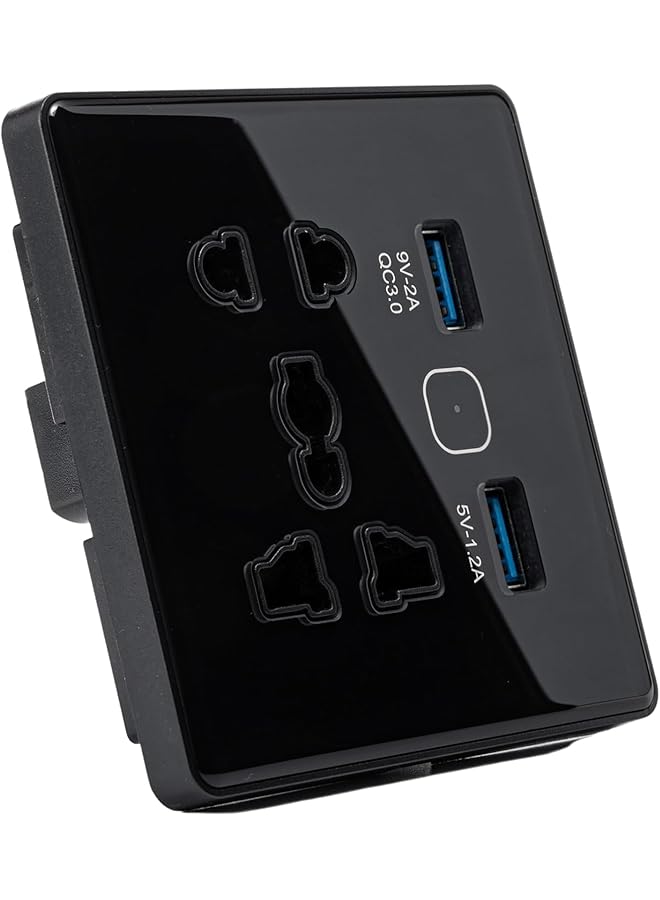 PROMASS promass Universal Smart Wall Outlet, WIFI Socket, 2 in Wall Socket with USB Interface, Smart Life/Tuya APP Remote Control, Compatible with Alexa, No Hub Required, 2.4G WiFi, 10A (Black)  - Image 1