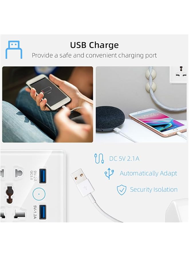 PROMASS promass Universal Smart Wall Outlet, WIFI Socket, 2 in Wall Socket with USB Interface, Smart Life/Tuya APP Remote Control, Compatible with Alexa, No Hub Required, 2.4G WiFi, 10A (Black)  - Image 5