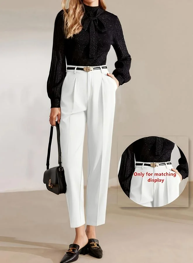 Take Two Solid Pocket Detail Straight Leg Pants