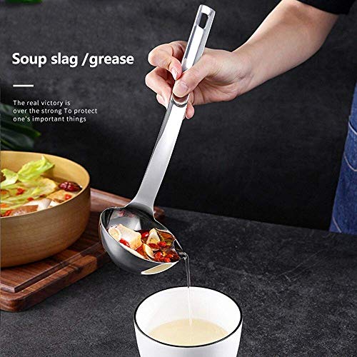 NILKANTH® Stainless Steel Oil Soup Separator Spoon with Long Handle - Cooking and Grease Filter for Home Kitchen Hot Pot Fat Skimmer (Silver) - Image 4