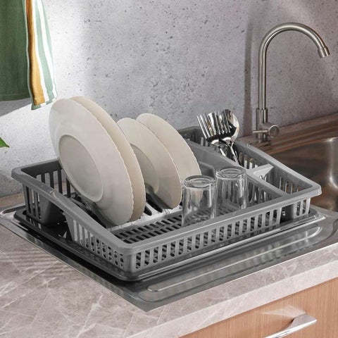 Kerry Dish Rack With Tray 46.2x37x9.5cm - Grey