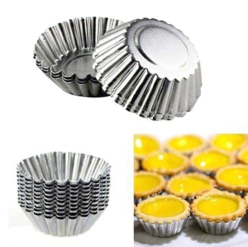 Breewell Aluminium Cup Cake Tart Mould Jelly Mould for Oven Set of 6 Pieces Silver - Image 4