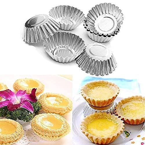 Breewell Aluminium Cup Cake Tart Mould Jelly Mould for Oven Set of 6 Pieces Silver - Image 5