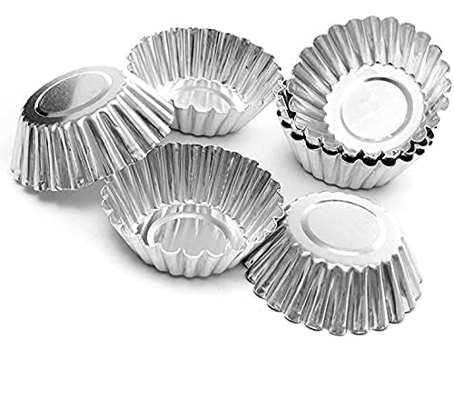 Breewell Aluminium Cup Cake Tart Mould Jelly Mould for Oven Set of 6 Pieces Silver - Image 1