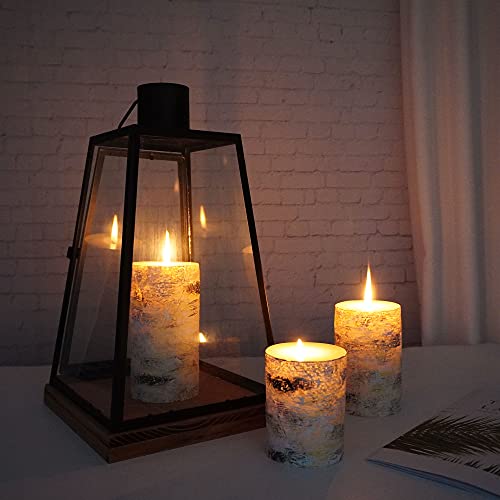 MOZEAL Hand-poured Unscented Candle,Dripless Pillar Candle set of 3,Includes 4", 5" and 6",approx 300 hours Burn Time,Rustic Country Style,for Wedding,Dinner,Christmas,Restaurants and Home decor,Birch - Image 2