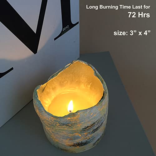 MOZEAL Hand-poured Unscented Candle,Dripless Pillar Candle set of 3,Includes 4", 5" and 6",approx 300 hours Burn Time,Rustic Country Style,for Wedding,Dinner,Christmas,Restaurants and Home decor,Birch - Image 3
