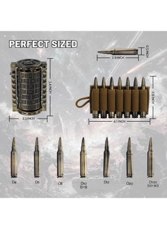 CZYY Rifle Bullet Dice Set - Solid Metal 7 Polyhedral Dice Set With Spinning Container Case & Cartridge Holder Belt - Perfect Role Playing Dice Set For D&D, Tabletop Games (Bronze)  - Image 3