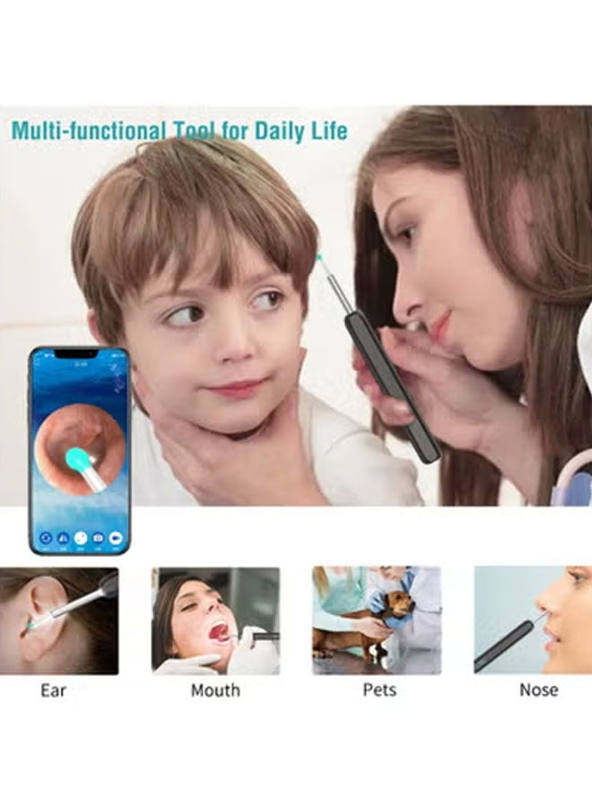 Arabest Ear Wax Removal, Wi-Fi Visible Wax Elimination Spoon with 4 Soft Silicone Ear Scoops, Wireless Ear Endoscope 1296P HD with LED Light for iPhone, iPad, Android Phones (Black)  - Image 2