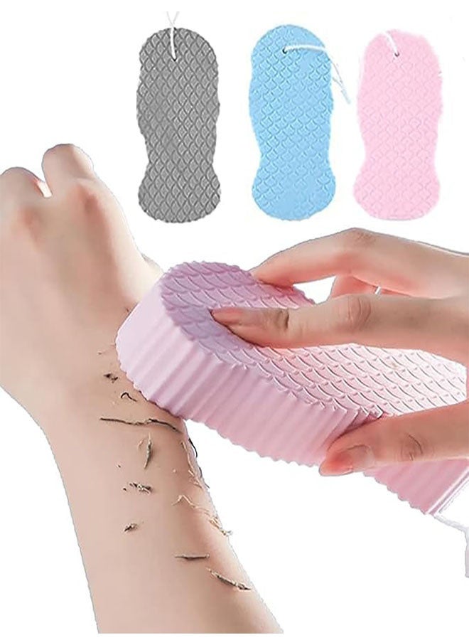 3 Pcs 3D Super Soft Magical Exfoliating Bath Sponge, Skin Friendly and Reusable Shower Brush Suitable for Adults, Children and Pregnant Women, Blue/Pink/Gray - Image 1