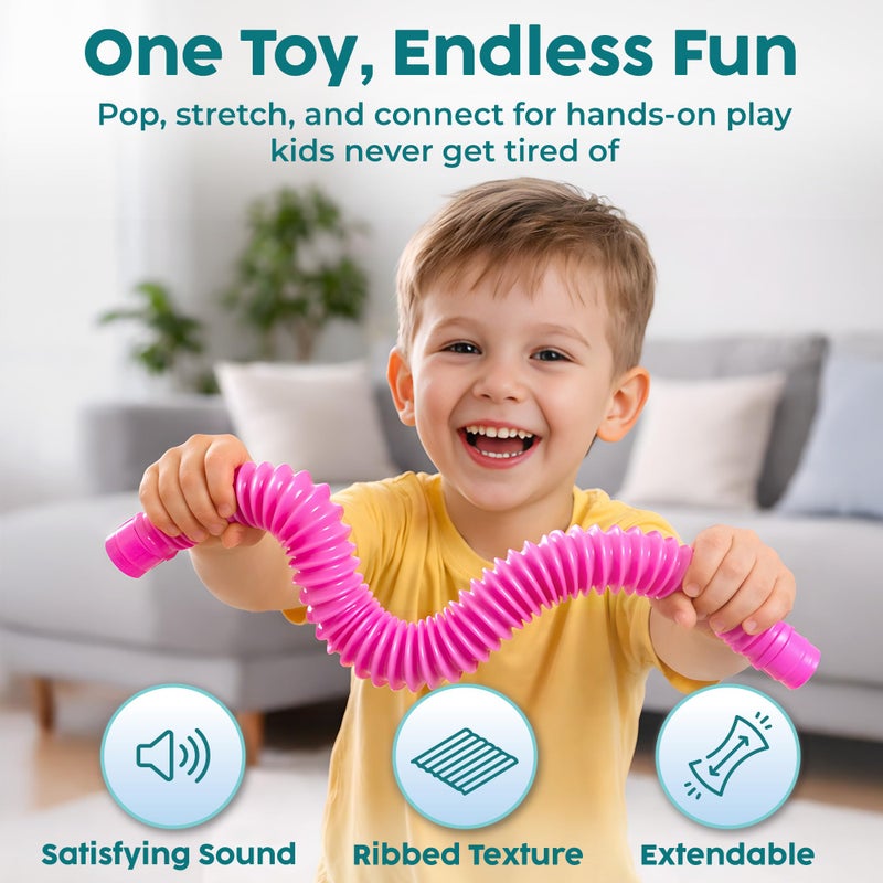 BUNMO Easter Gifts for Toddlers - Pop Tubes - Sensory Fidget Toys - Creative Learning - Hours of Fun for Kids - Easter Stuffers - Tons of Ways to Play - Non-Mouthable 3+ - 30 Pack Large - Image 3