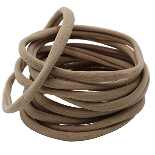 XIMA 40 Pack Nylon Headband,Newborn DIY Headband Soft Elastic Hairbands for Baby Girls Infant Toddlers Kids(Tan-40pcs) - Image 1