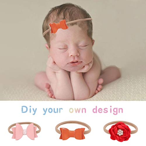 XIMA 40 Pack Nylon Headband,Newborn DIY Headband Soft Elastic Hairbands for Baby Girls Infant Toddlers Kids(Tan-40pcs) - Image 5