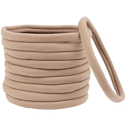XIMA 40 Pack Nylon Headband,Newborn DIY Headband Soft Elastic Hairbands for Baby Girls Infant Toddlers Kids(Tan-40pcs) - Image 3