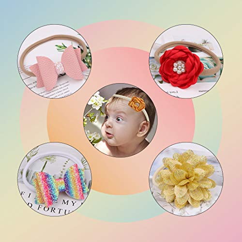 XIMA 40 Pack Nylon Headband,Newborn DIY Headband Soft Elastic Hairbands for Baby Girls Infant Toddlers Kids(Tan-40pcs) - Image 4