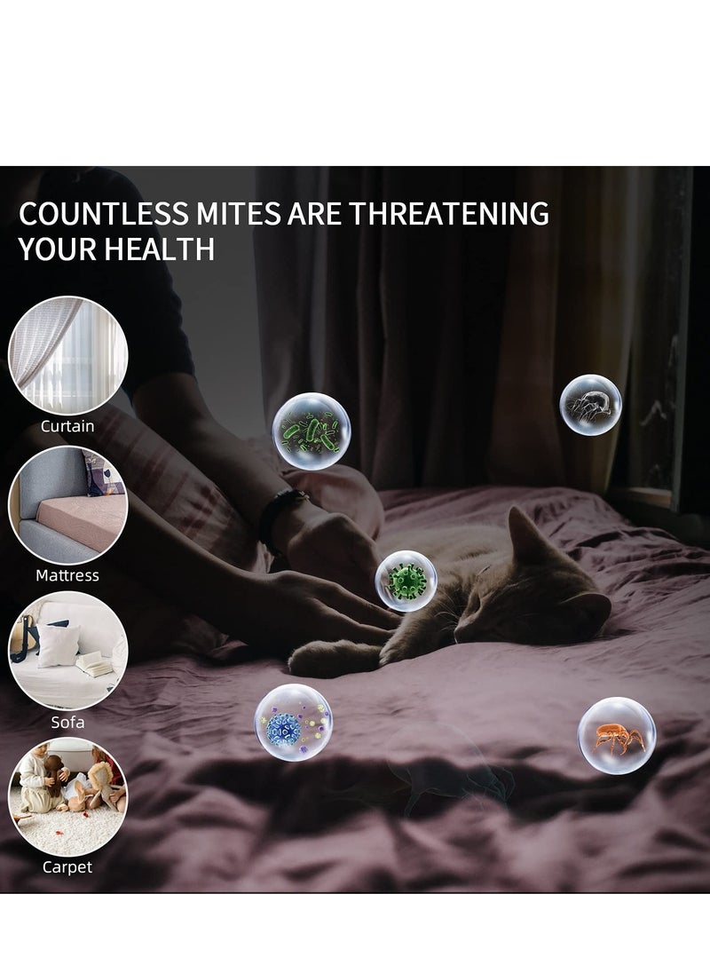 Excefore مجمع عث الفرش، مزيل عث محمول باليد بتقنية الأشعة فوق البنفسجية قوة شفط قوية يمكنه تنظيف المراتب والوسائد والأرائك والسجاد بكفاءة  - Image 5