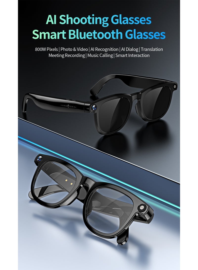 Domars AI Shooting Smart Bluetooth Glasses for Men & Women – 800W Pixel HD Camera, 2K Video Recording, AI Voice Assistant, Noise Canceling, Instant WiFi Transfer, Long-Lasting Battery for Travel, Sports & Office - Image 2