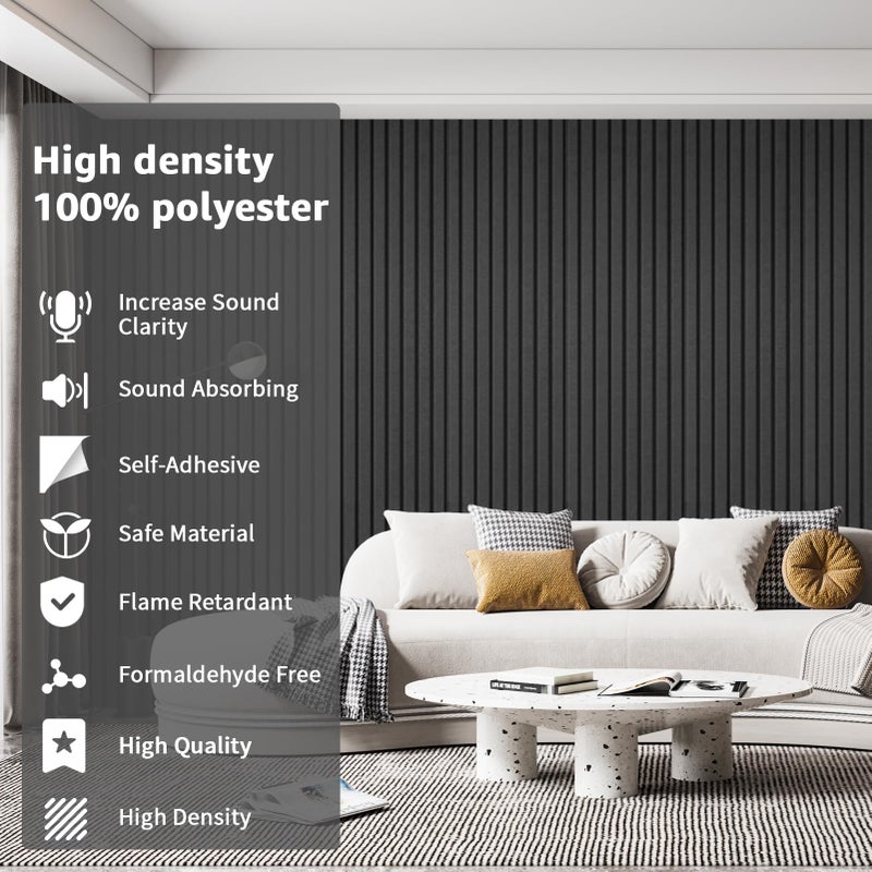 Art3dwallpanels 10 Pack Acoustic Panels, 48" X 12" X 0.35" Soundproof Wall Panels, Self Adhesive High Density Sound Absorbing Acoustic Treatment for Recording Studio, Office, Black - Image 5