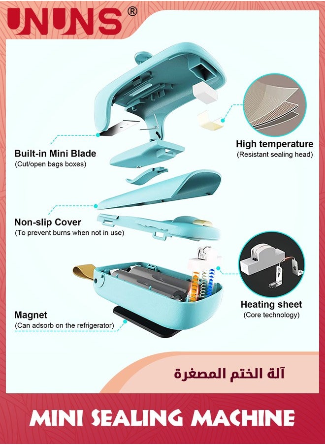 UNUNS Mini Sealing Machine,Heat Seal With Cutter And Magnet,Portable Mini Sealing Machine To Reseal Plastic Bags And Keep Snacks Fresh  - Image 4
