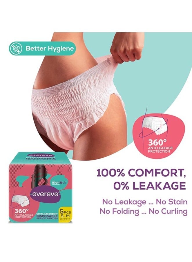 EverEve Ultra Absorbent Disposable Period Panties, S-M, 5's Pack, 0% Leaks, Sanitary protection for women & Girls, Maternity Delivery Pads, 360Â° Protection, Postpartum & Overnight use, Heavy Flow - Image 4