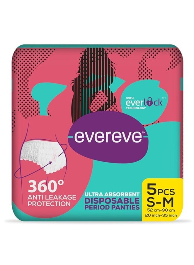 EverEve Ultra Absorbent Disposable Period Panties, S-M, 5's Pack, 0% Leaks, Sanitary protection for women & Girls, Maternity Delivery Pads, 360Â° Protection, Postpartum & Overnight use, Heavy Flow - Image 2