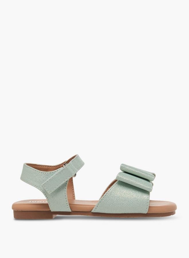 JUNIORS Girls Bow Applique Hook and Loop Sandals - Image 1