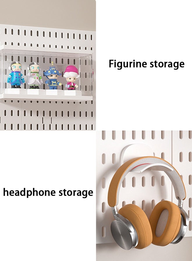 Hanayo Pegboard Assembly Set, No Drill DIY Hook and Basket Bracket Accessory Set, Includes 2 Square Pegboards + 10 Accessories, Wall Mounted Storage and Display Rack, Suitable for Wall Storage, Craft Organization, Decoration Display and Nursery Storage (White) - Image 5
