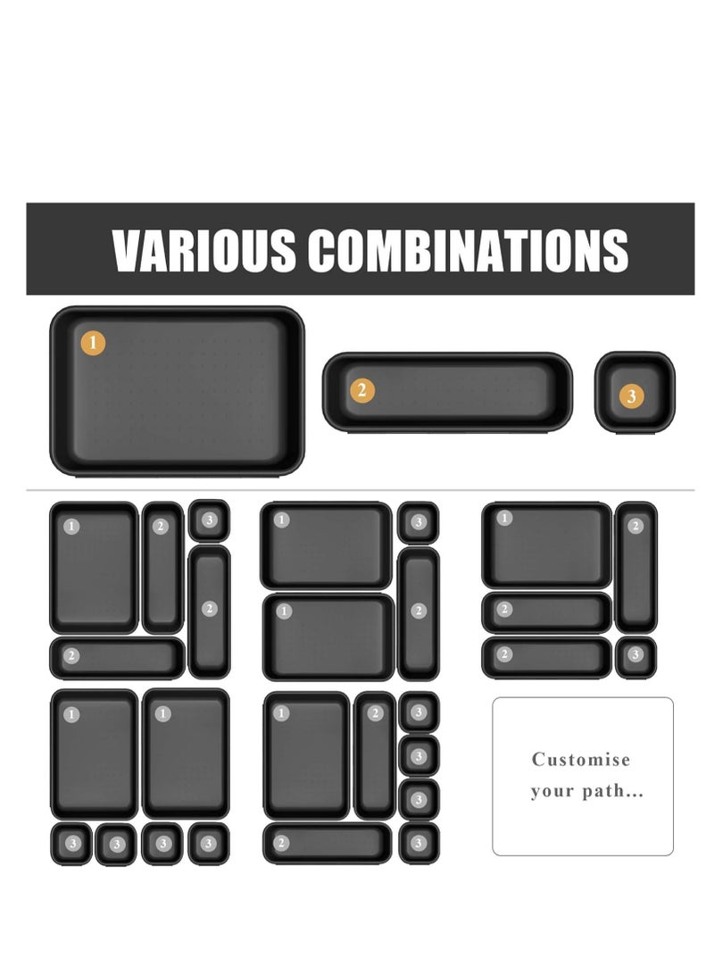 Premify 45 Pcs Plastic Drawer Organizers, 3 Size Large Storage Organizer Divider Interlocking Trays for Kitchen, Bathroom, Makeup, Fridge Organiser, Bedroom, Office, Utensils, Jewelries - Image 4