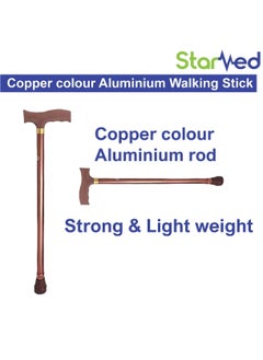 STARMED StarMed Adjustable Aluminium Walking Stick, Copper Color, Lightweight, for Elderly, Mountain, Hiking, Blind Men and Women  - Image 3