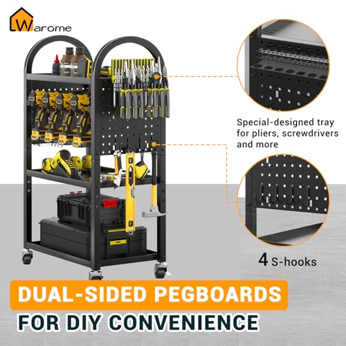 Warome Power Tool Organizer for Garage,Heavy Duty Tools Holder Storage Rack On Wheels,Floor Standing Rolling Power Tool Cart for Storage and Organization，Father/Husband/Boyfriend/Men/Dad Gift - Image 5