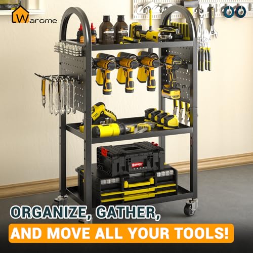 Warome Power Tool Organizer for Garage,Heavy Duty Tools Holder Storage Rack On Wheels,Floor Standing Rolling Power Tool Cart for Storage and Organization，Father/Husband/Boyfriend/Men/Dad Gift - Image 3