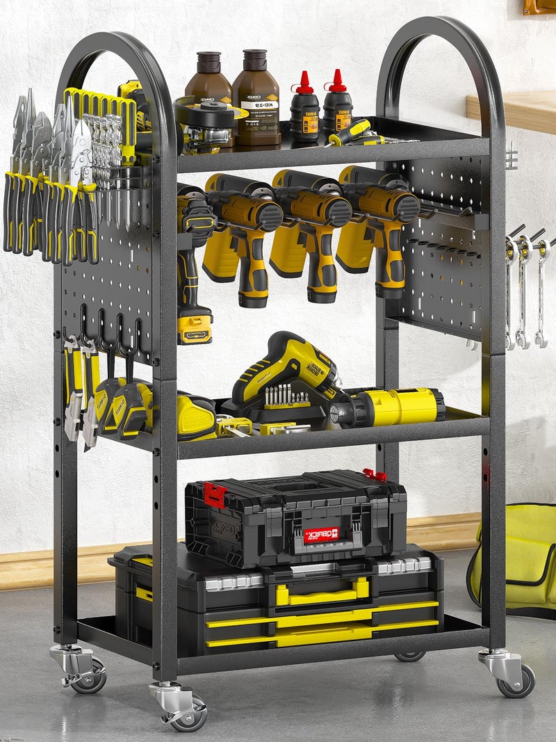Warome Power Tool Organizer for Garage,Heavy Duty Tools Holder Storage Rack On Wheels,Floor Standing Rolling Power Tool Cart for Storage and Organization，Father/Husband/Boyfriend/Men/Dad Gift - Image 1