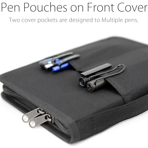 diodrio A5 Zipper Journal Notebook Cover with YKK Zipper for 5.5 x 8.25 Moleskine Cahier A5 LEUCHTTURM Planners Sketchbook, Pen Loop, Water Resistant, Refillable, Cover Pockets, Black - Image 2