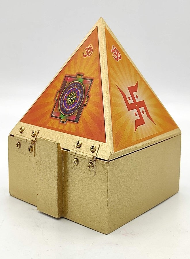 Plus Value Vastu Wooden Pyramid Wish Cash Reiki Box with Yantra Stickers Wish Fulfillment Home Decor Decoration (Size: 4-Inches, Fengshui Remedies for Home, Office & Temple) - Image 5