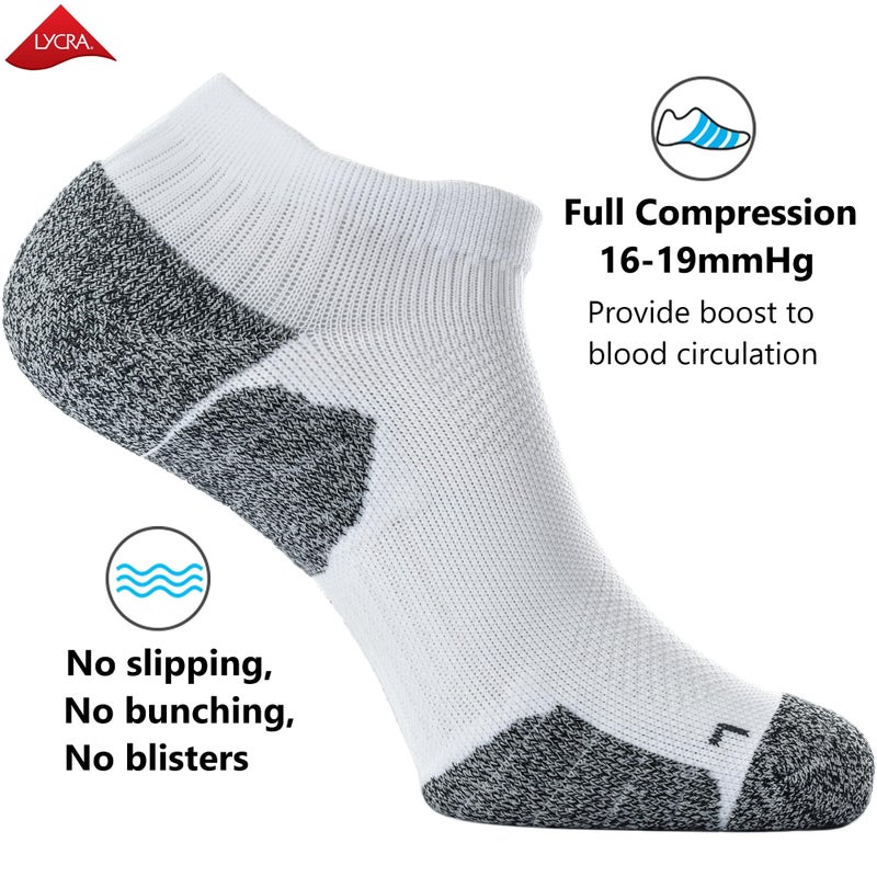 CWVLC Unisex Cushioned Compression Athletic Ankle Socks Multipack, 3-pairs White, M (7.5-10 W US/ 6-8.5 M US) - Image 3