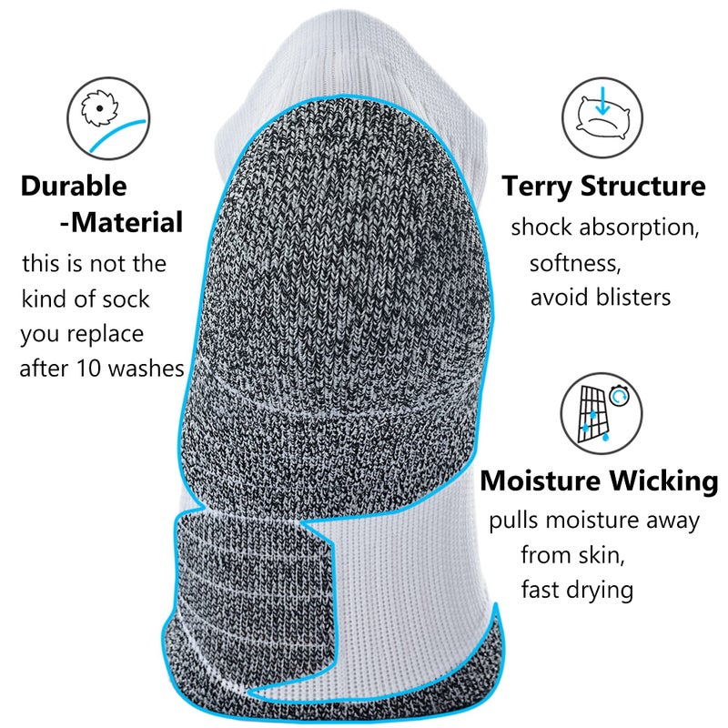 CWVLC Unisex Cushioned Compression Athletic Ankle Socks Multipack, 3-pairs White, M (7.5-10 W US/ 6-8.5 M US) - Image 4