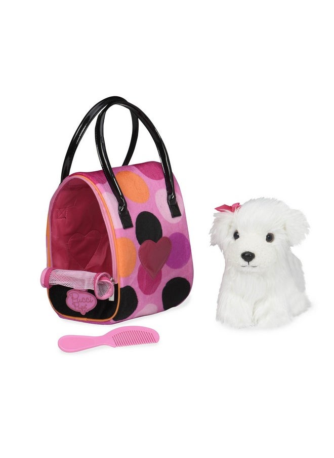 Pucci Pups Pucci Pups - Bichon Frisé Stuffed Puppy with Colorful Polka Dot Stuffed Animal Bag (ST8356Z)  - Image 1