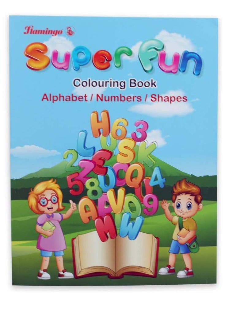FLAMINGO Alphabet, Numbers & Shapes Coloring Book for Kids – Fun Educational Activity Book for Toddlers & Preschoolers – Learn to Colour Letters, Numbers & Shapes – Perfect for Early Learning & Creativity  - Image 1
