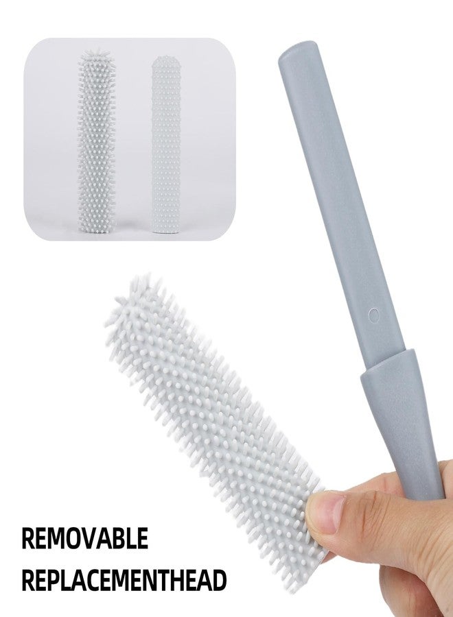 LoveBB 4-Pack Silicone Foot Scrubber & Toe Cleaning Brush with 15.3" Long Handle - No-Bend Shower Design for Seniors & Men & Women (Pink & Grey) - Image 3