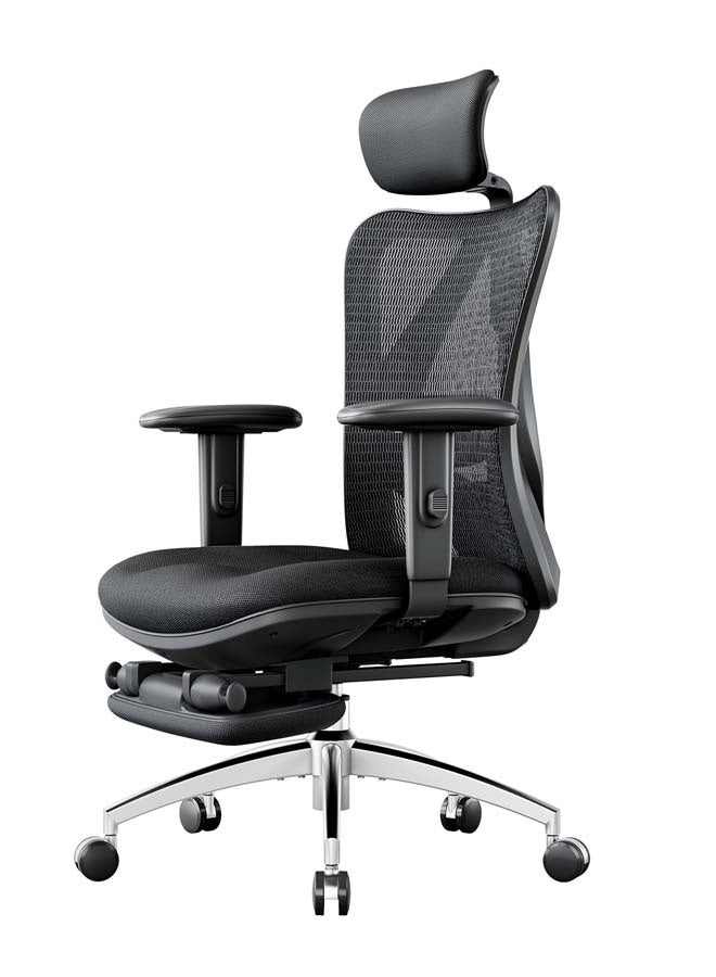 SIHOO Office Chair Ergonomic Desk Office Chair with Footrest, Breathable Mesh Design High Back Computer Chair, Adjustable Headrest and Lumbar Support (Black) - Image 1