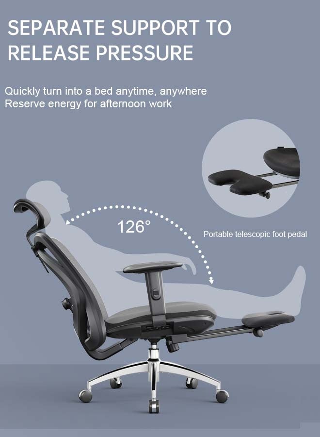 SIHOO Office Chair Ergonomic Desk Office Chair with Footrest, Breathable Mesh Design High Back Computer Chair, Adjustable Headrest and Lumbar Support (Black) - Image 4