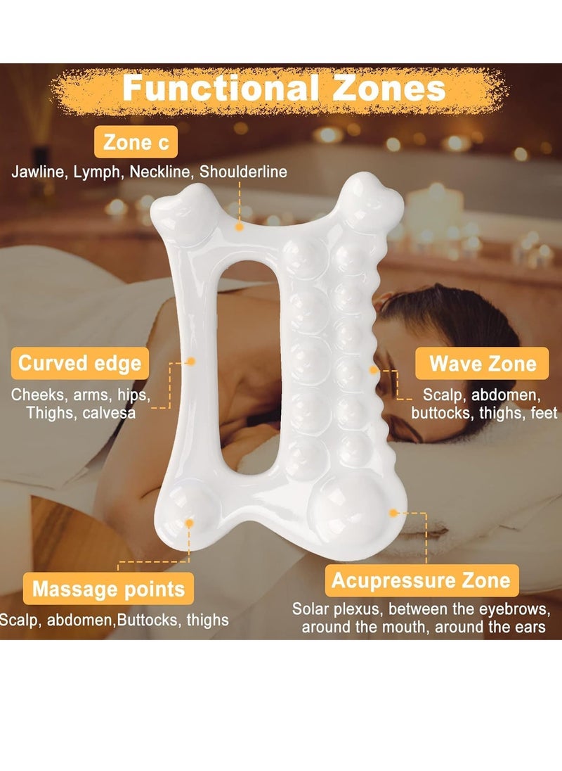 Generic - Gua Sha Massager Tool Gua Sha Facial Tools Fascia Tool Ceramics Reduce Fat Static Free Portable Full Body Scraping Plate Facial Gua Sha Massage Board for Women Adults - Image 1
