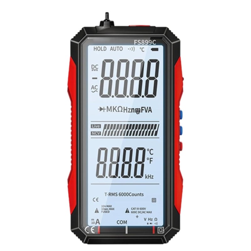 Digital Multimeter, Large Color Display, Rechargeable, Measures Ac Dc Voltage, Resistance, Capacitance, Diode, Frequency and Temperature, Non-Contact Detection - Image 1