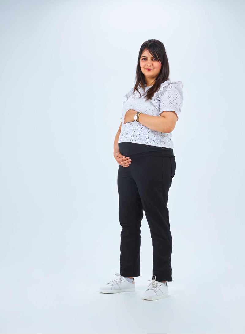 CIZARO Mama Black Slim-Fit Gabrdeen Jeans - Image 1