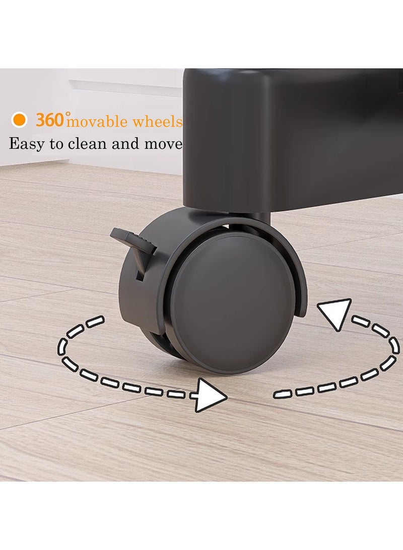 LINGWEI Garment Rack with Wheels Double Rod Clothing Rack Organizer with Storage Shelves & Hooks - Image 5