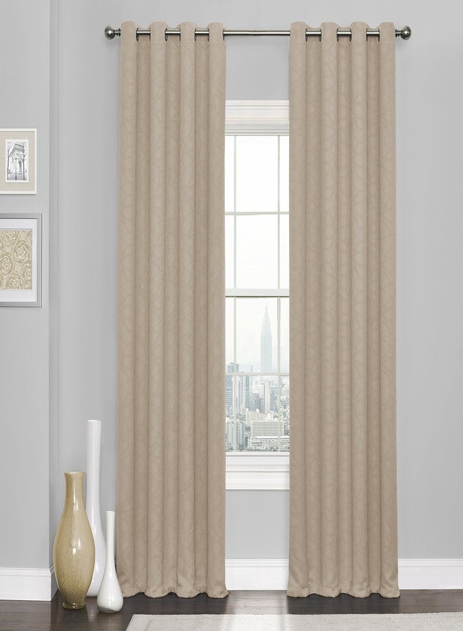 Eclipse Blackout Curtains for Bedroom - Kingston 52" x 84" Insulated Darkening Single Panel Grommet Top Window Treatment Living Room, Natural - Image 1